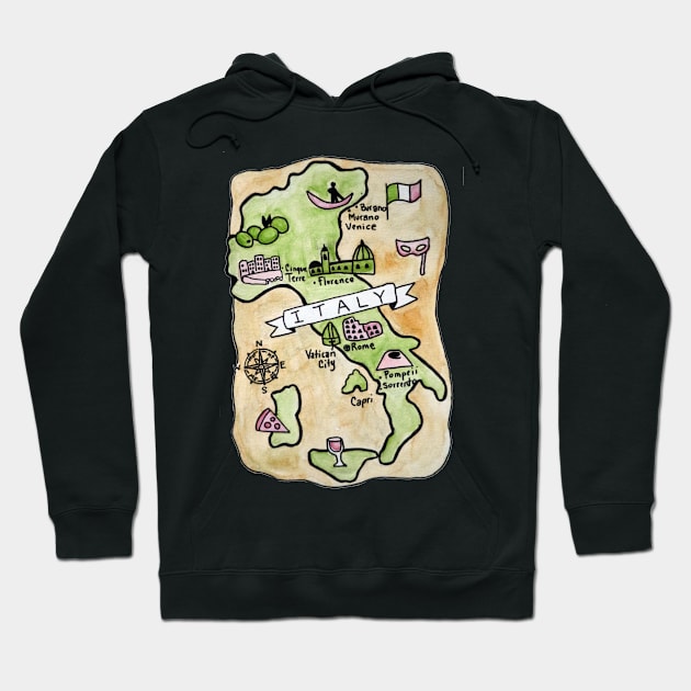 Map of Italy Hoodie by Platinumfrog